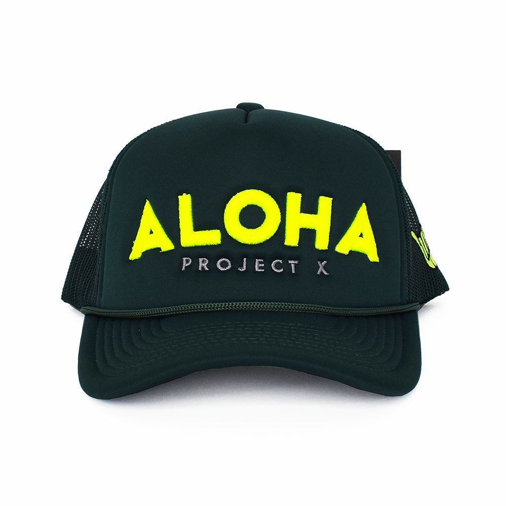 'Aloha from PX' Dark Green Embroidered Trucker Hat