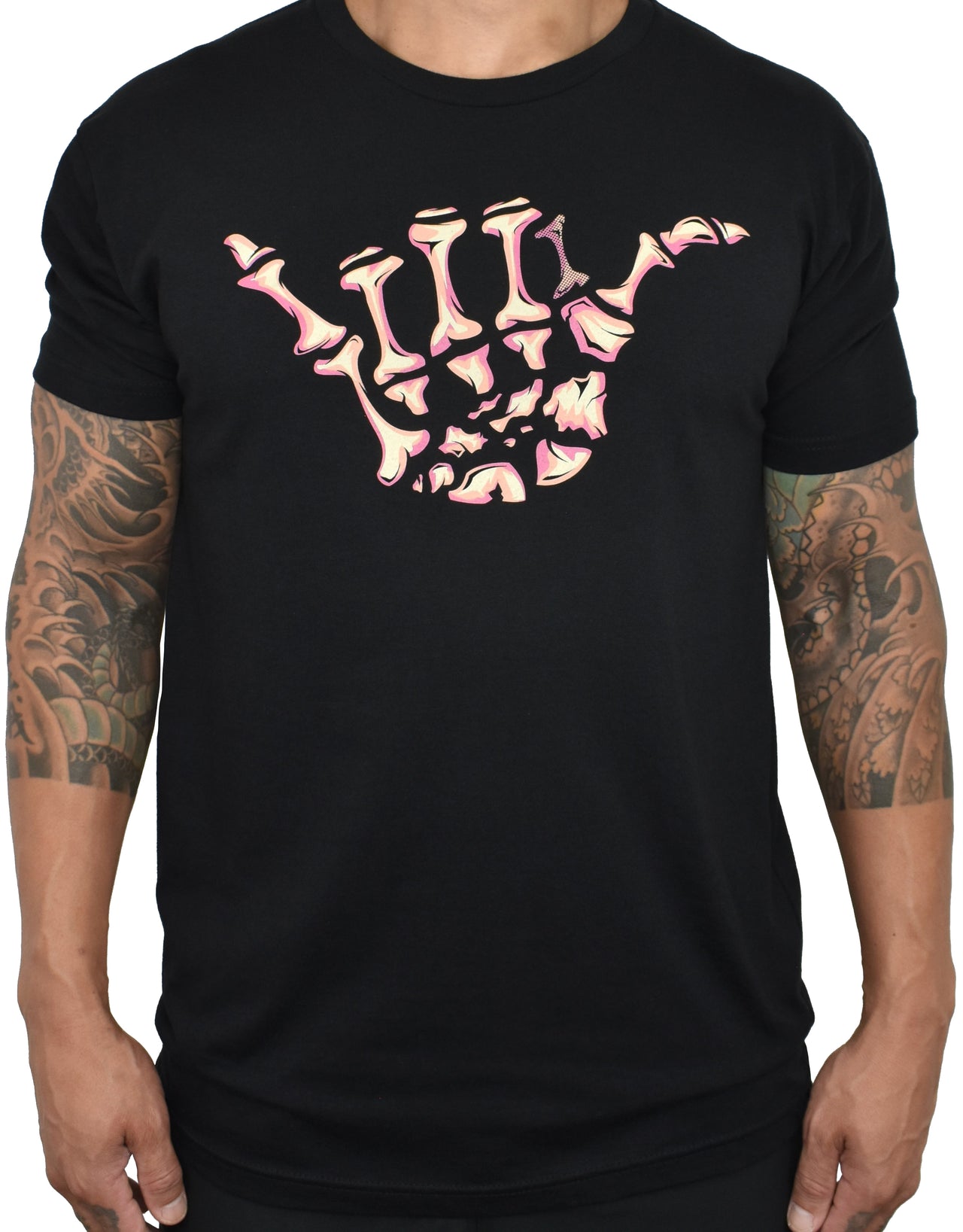 Men's 'Skeleton Shaka' Black Tee