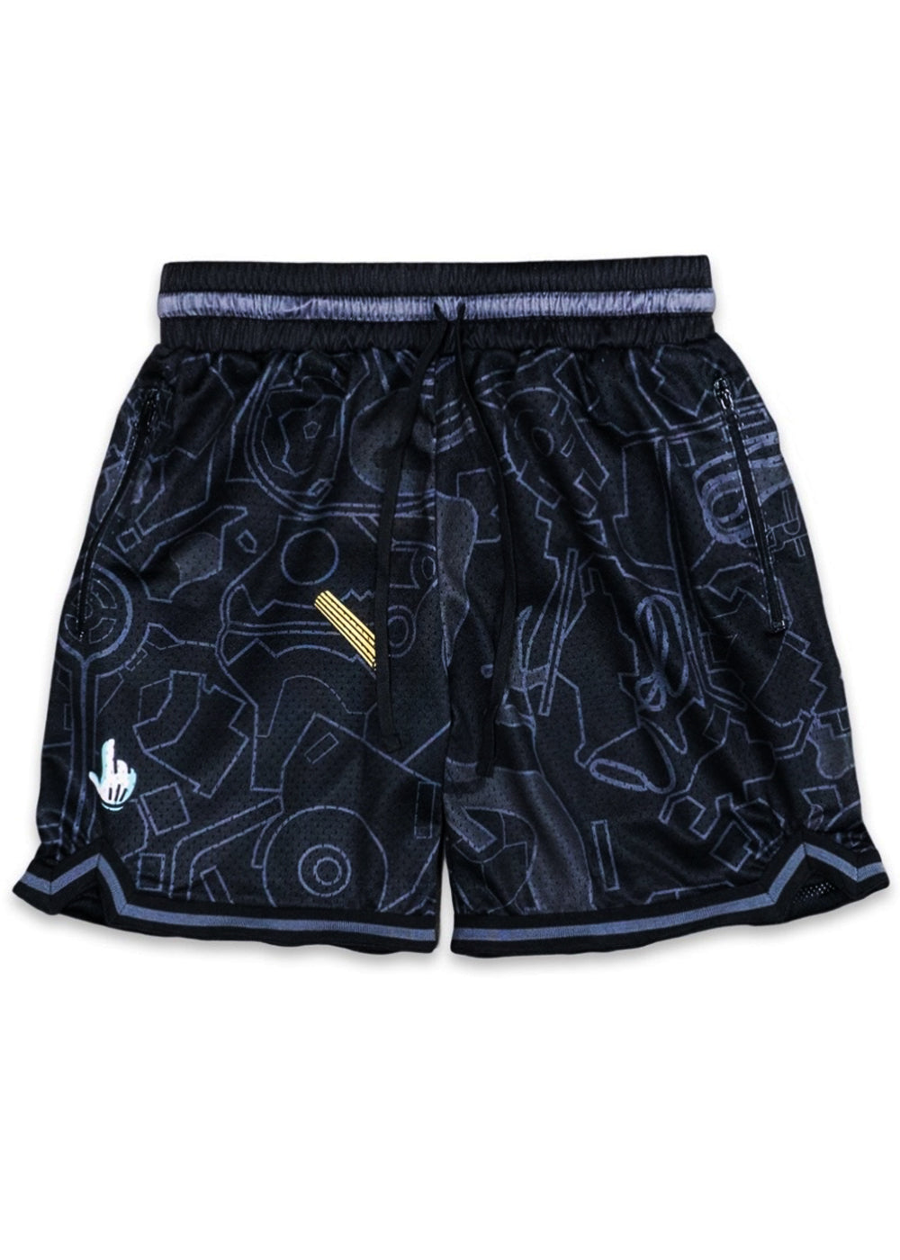 Men's 'Happiest Map' Hoop Shorts - Black