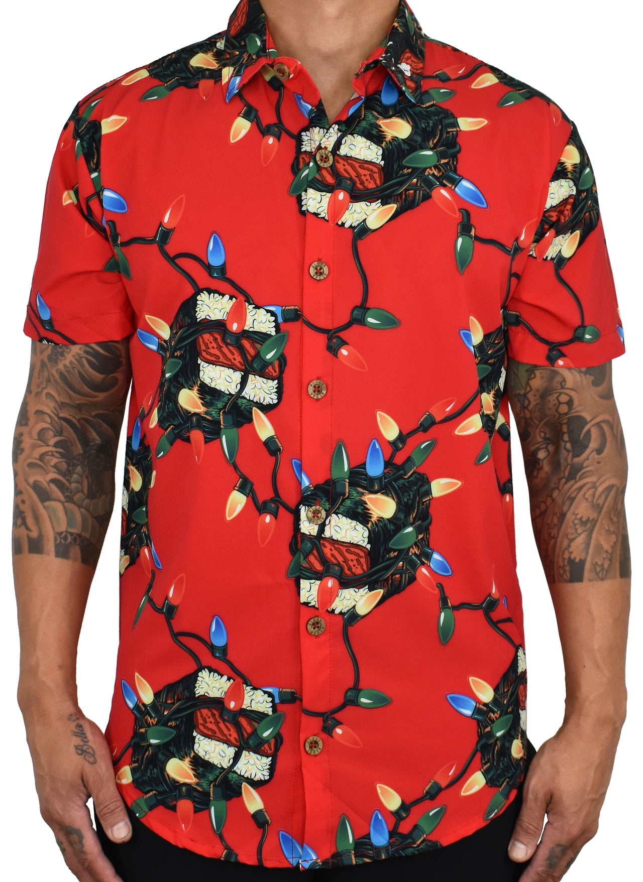 'Holiday Musubi' ULTRA Red Aloha (Hawaiian) Shirt