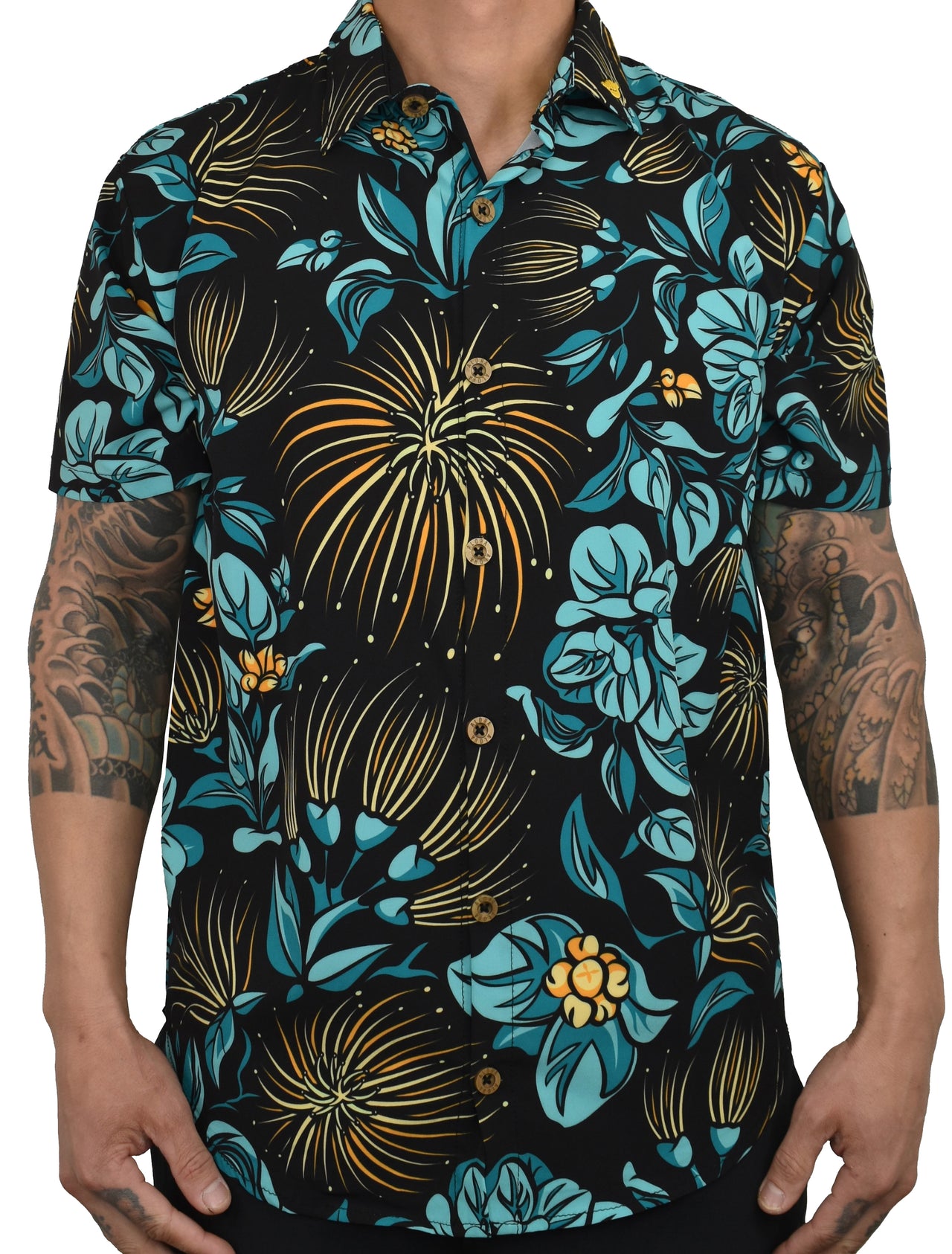 'Big Island ‘ŌHI‘A - Turquoise' ULTRA Aloha (Hawaiian) Shirt