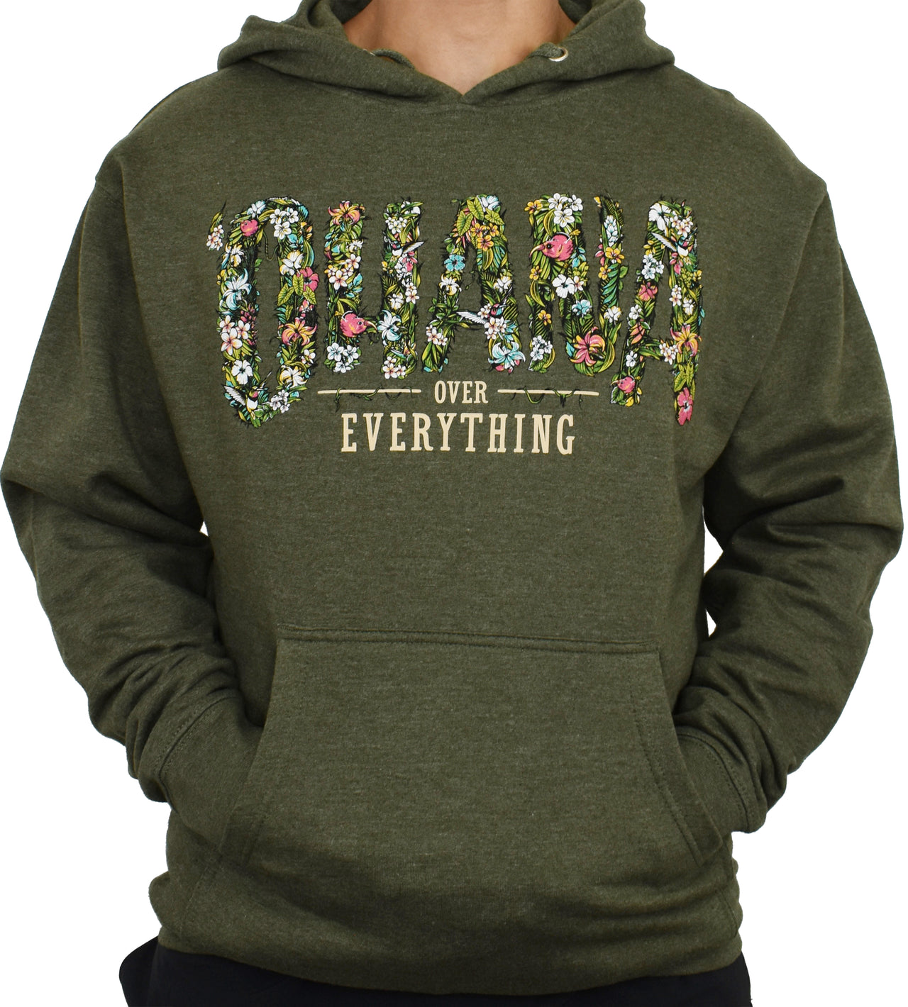 'Ohana Over Everything' Olive Hoodie