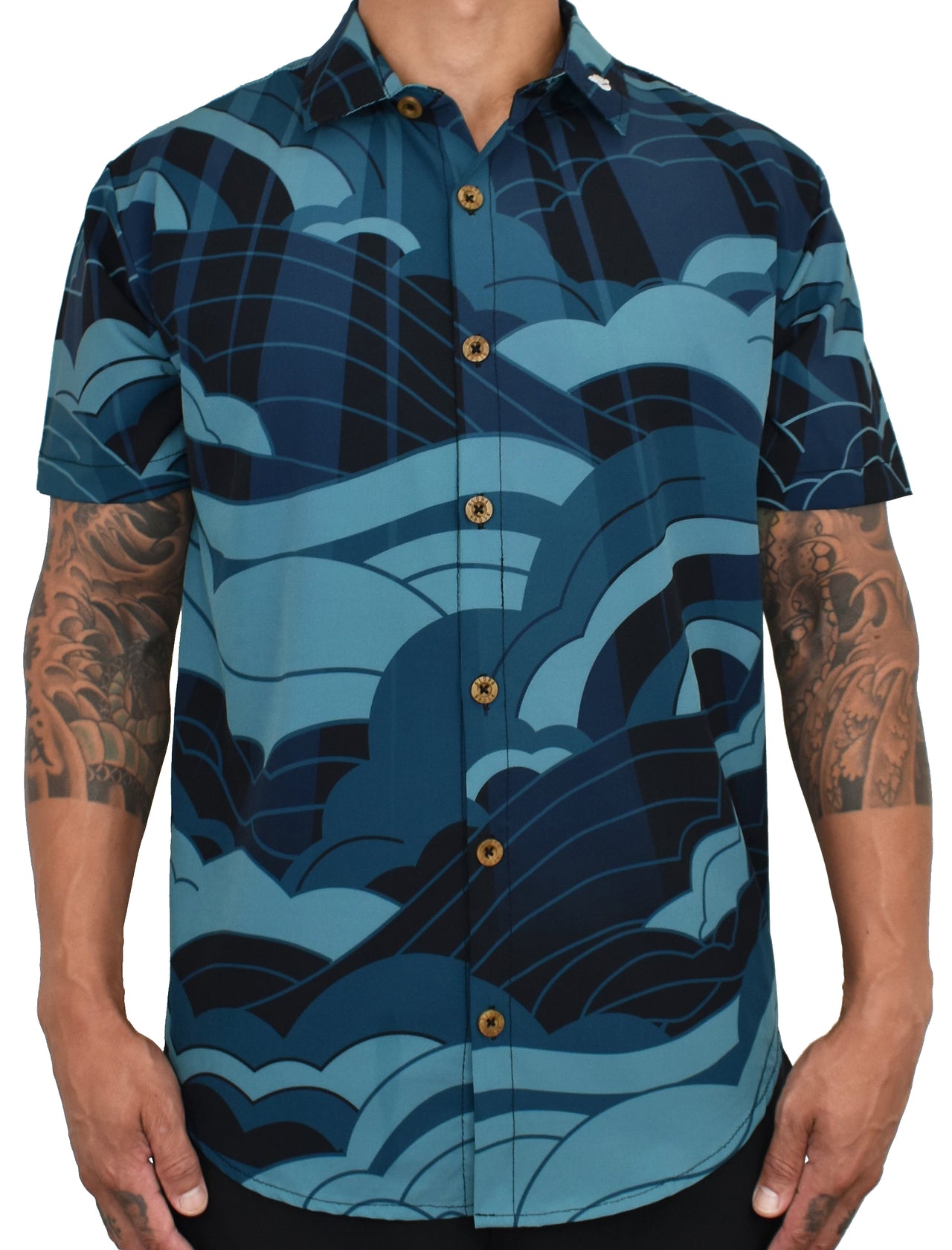 'SunKiss Deep Ocean' ULTRA Aloha (Hawaiian) Shirt