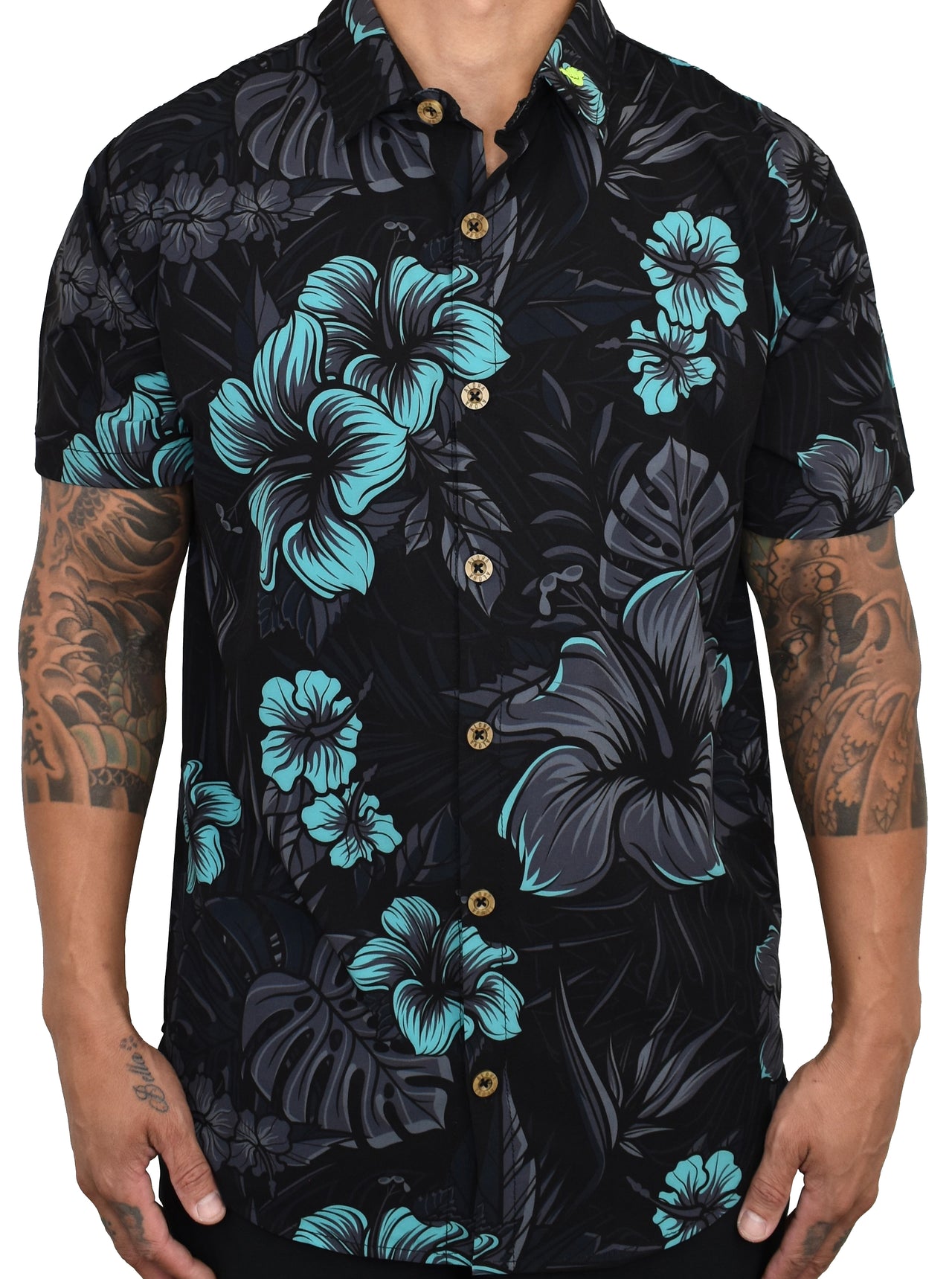 'Teal-biscus' ULTRA Aloha (Hawaiian) Shirt